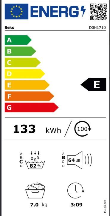 Sèche linge Condensation BEKO 7kg Moteur induction Pompe à chaleur Blanc - D0H1710