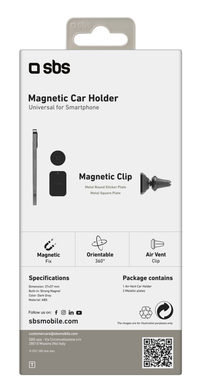 SBS Support smartphone carré magnétique pour voiture - SUPAUTO-CARREMAGN