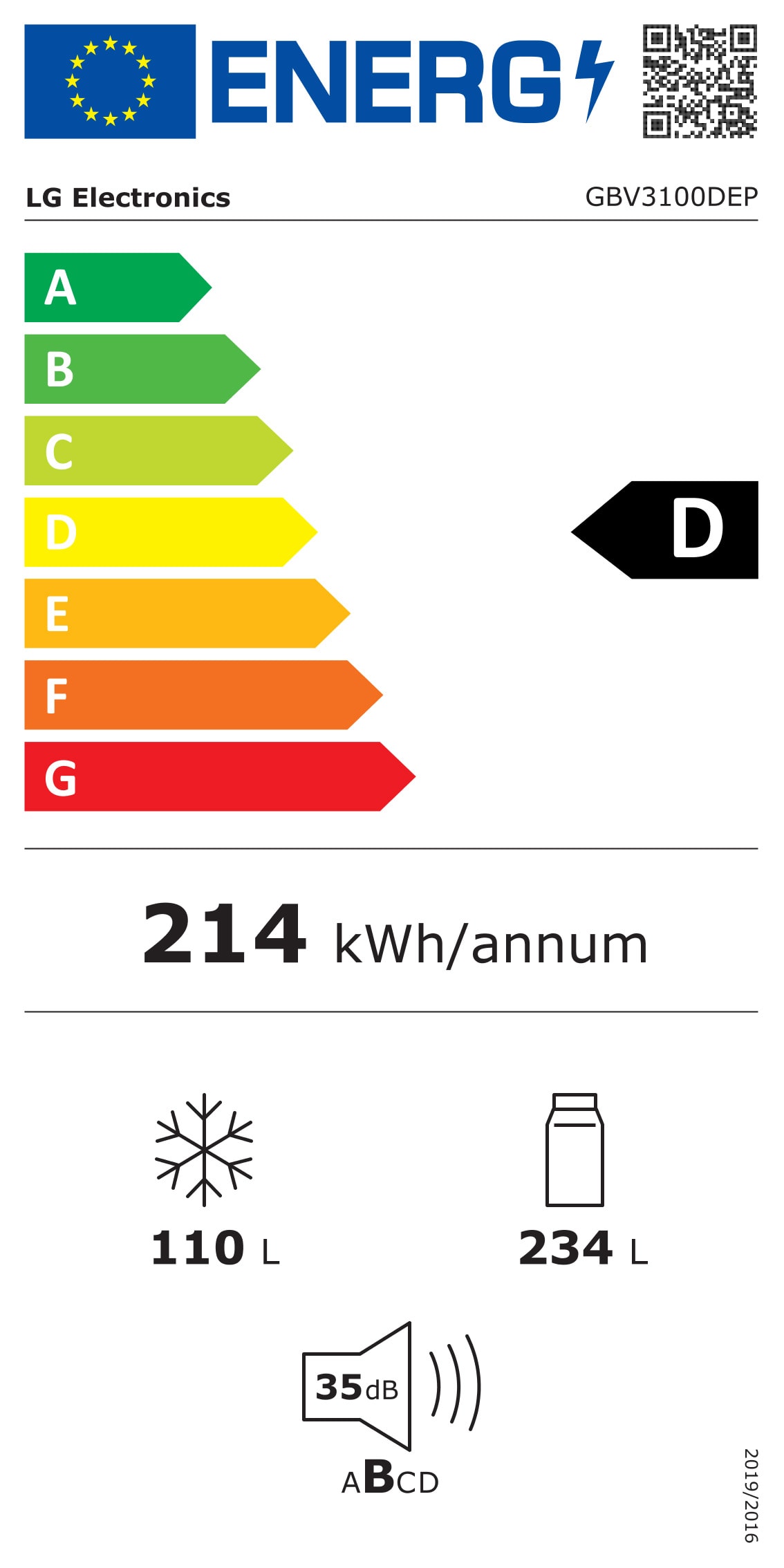 Réfrigérateur congélateur bas LG , Froid No Frost, 344L, Noir - GBV3100DEP Réfrigérateur congélateur bas LG , Froid No Frost, 344L, Noir - GBV3100DEP