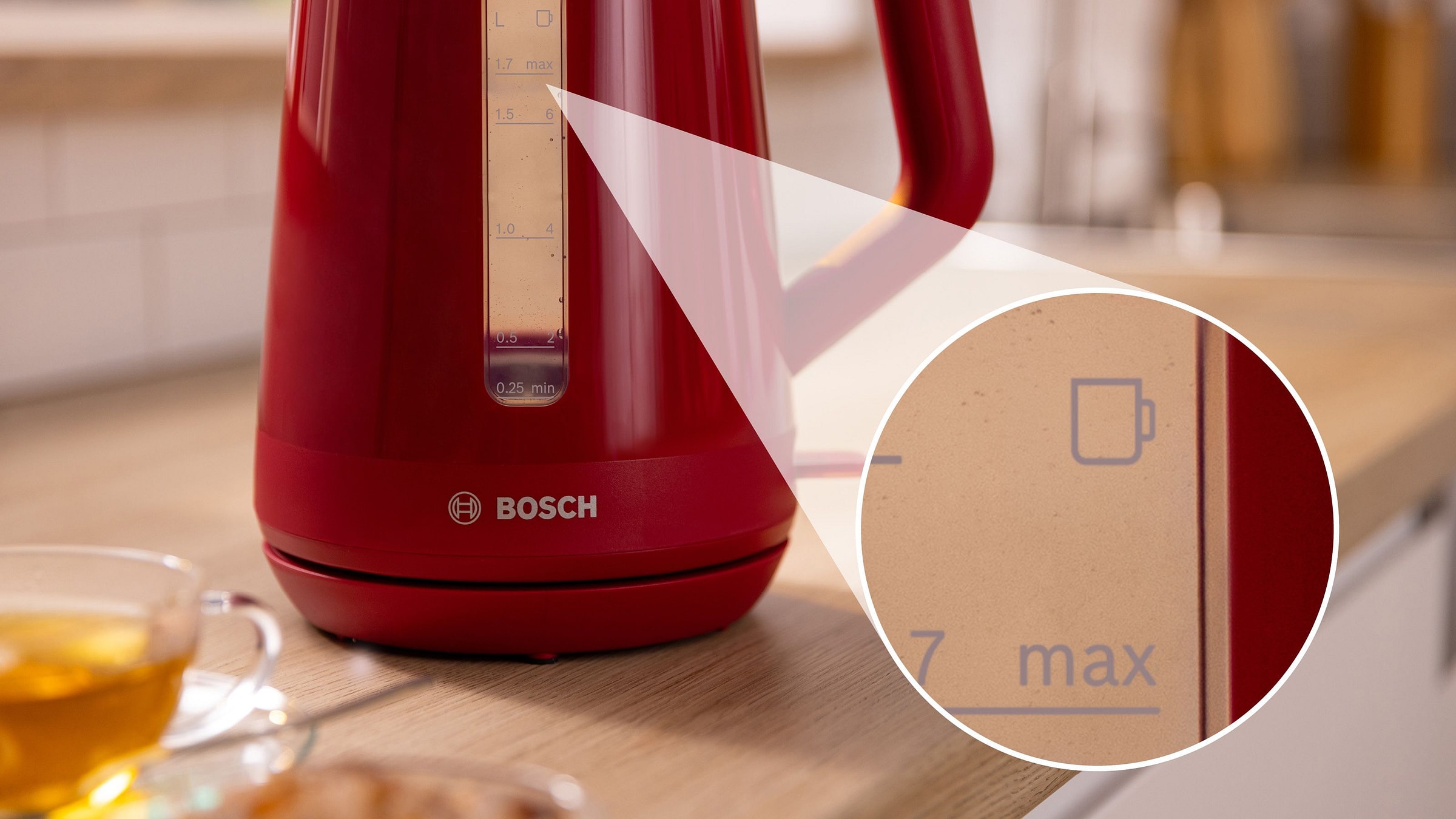 Bouilloire BOSCH Sans fil 1,7L 2400W Rouge - TWK1M124