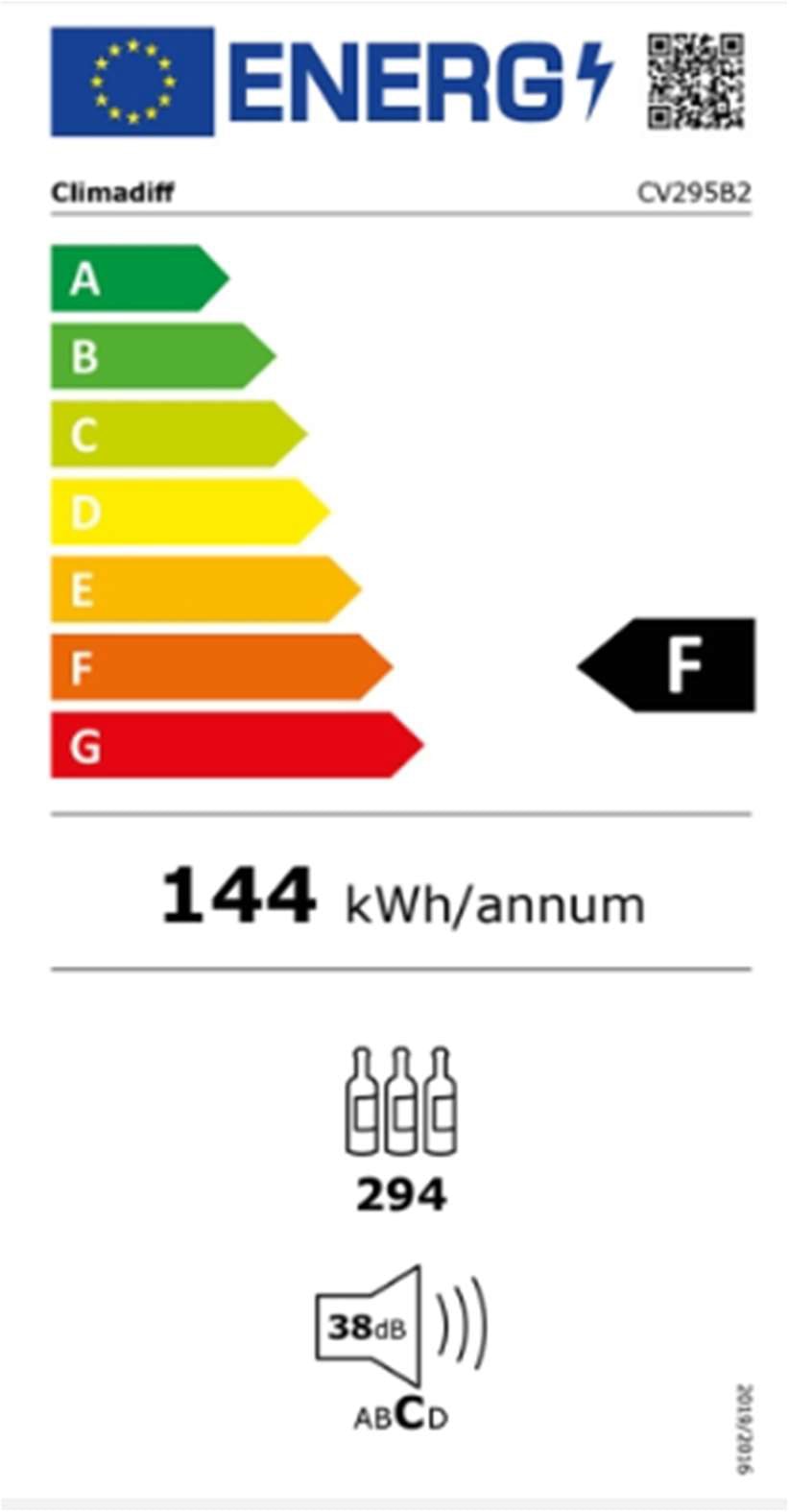 Cave à vin de vieillissement CLIMADIFF 294 bouteilles - CV295B2