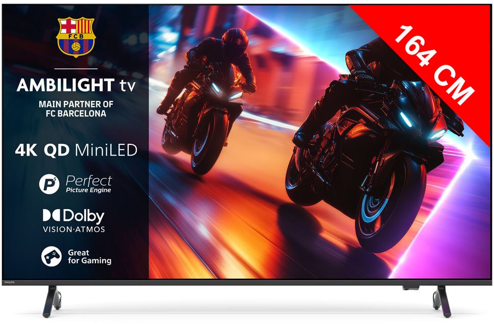 TV Mini LED 4K 164 cm PHILIPS 65" 4K 144Hz Noir 65MLED910