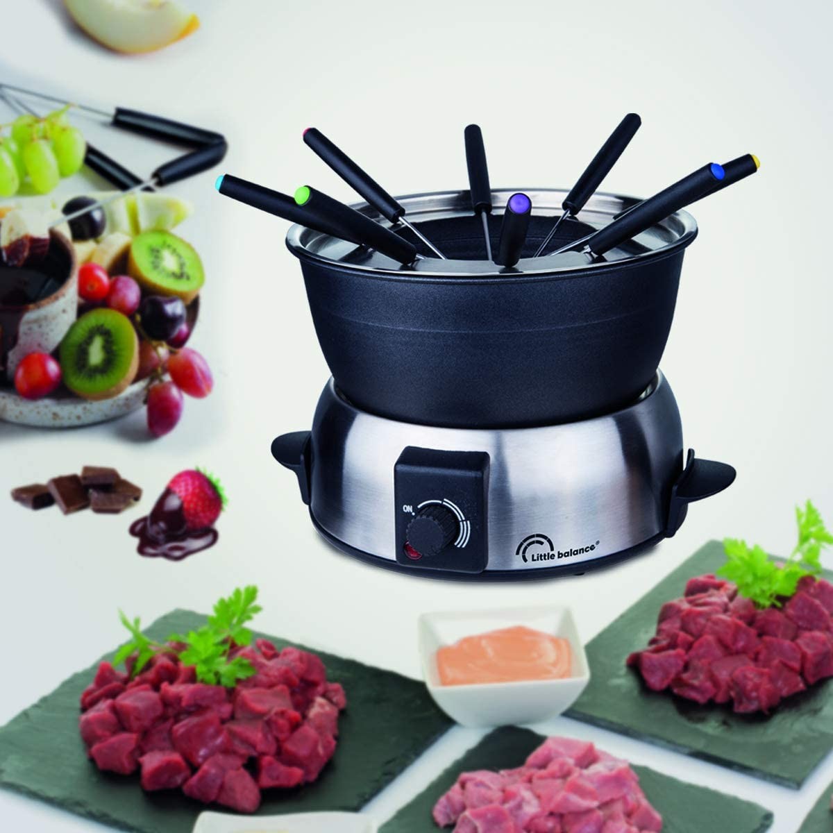 Fondue LITTLE BALANCE 8 personnes 800W 1.8L Noir inox - 8386