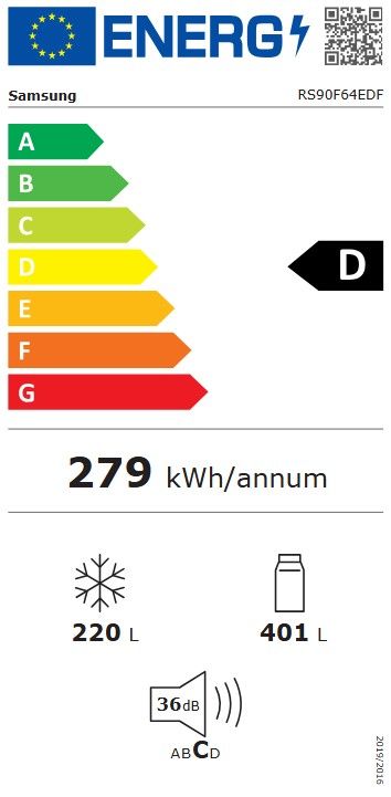 Réfrigérateur side by side SAMSUNG 621L No Frost Noir - RS90F64EDF