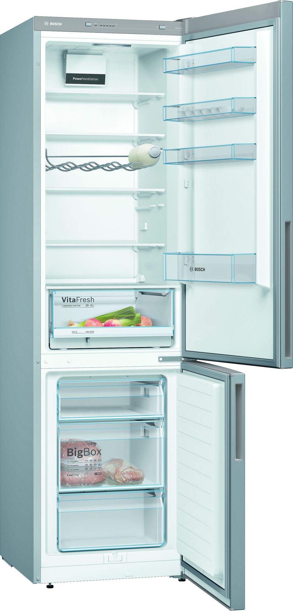 BOSCH Réfrigérateur congélateur bas Série 4 Froid Brassé Low Frost 342L Inox - KGV39VLEAS