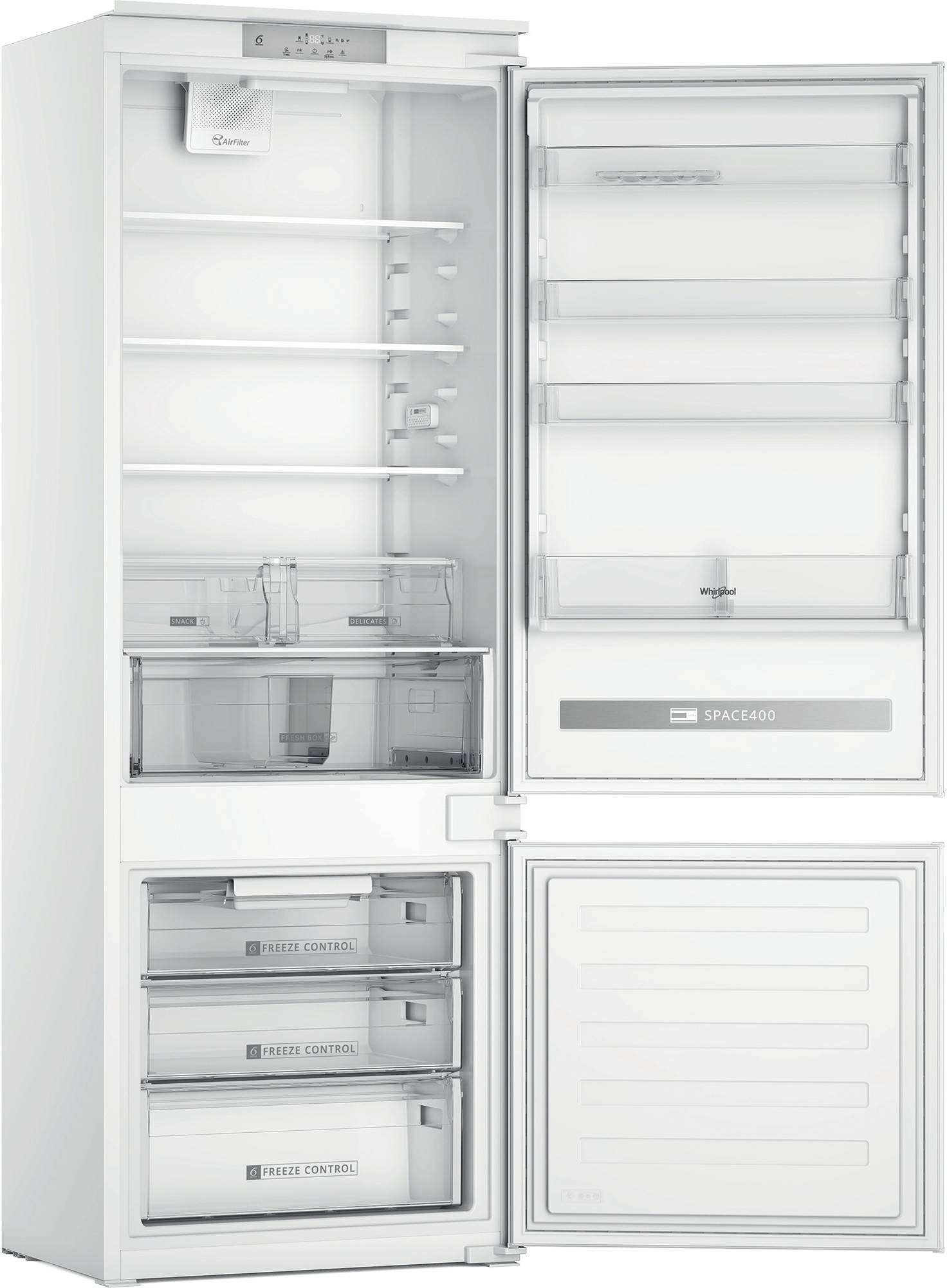Réfrigérateur congélateur encastrable WHIRLPOOL 400L Froid brassé Blanc SP408102FR
