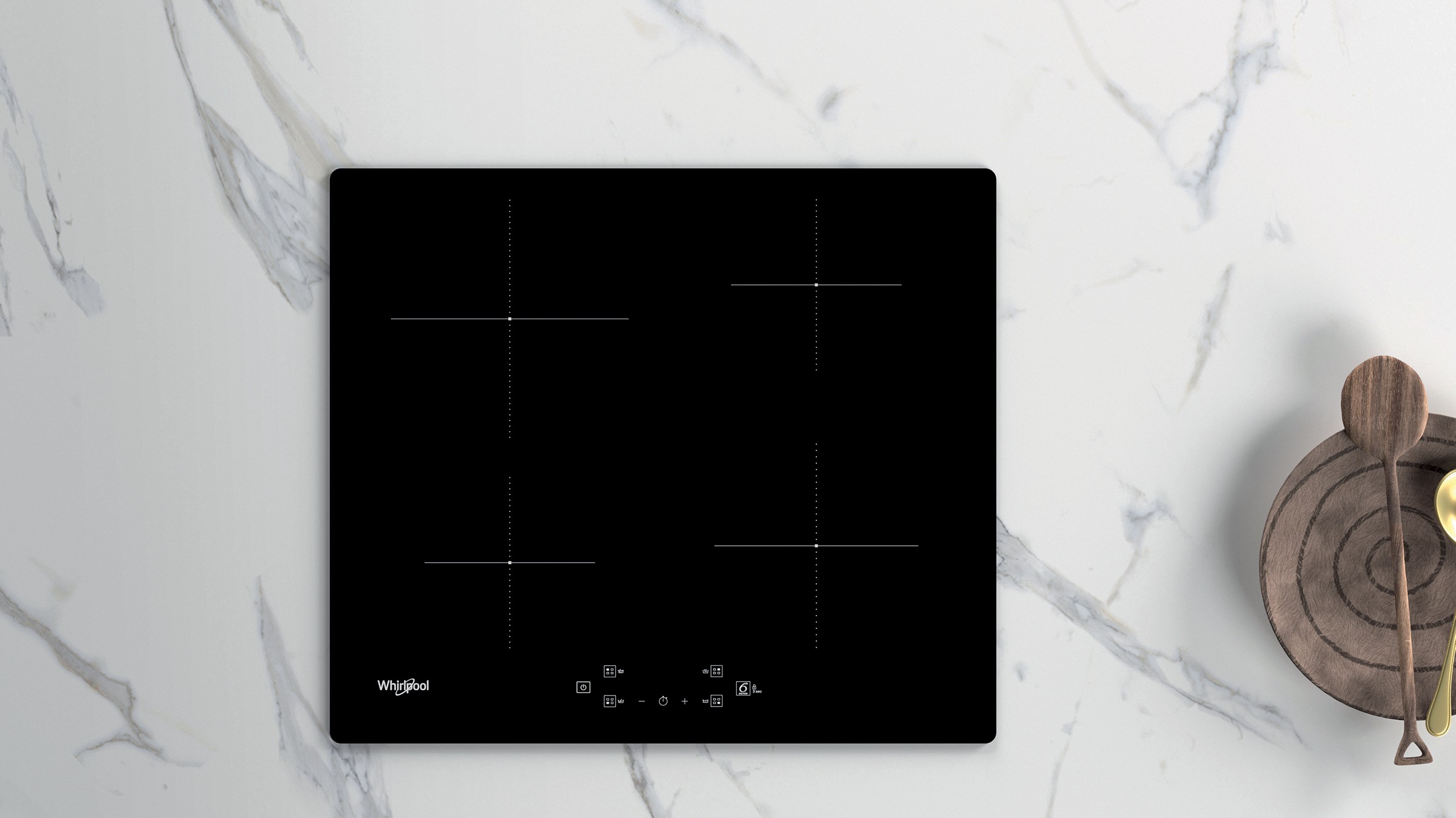 Plaque induction WHIRLPOOL 6ème sens 4 foyers 60cm Noir - WSQ2160NE