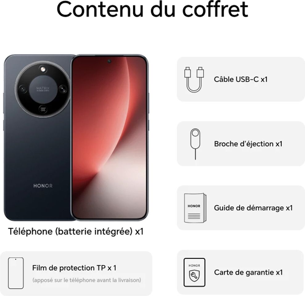 Smartphone HONOR Magic 8 Lite 5G 256Go Noir - MAGIC8LITENOIR