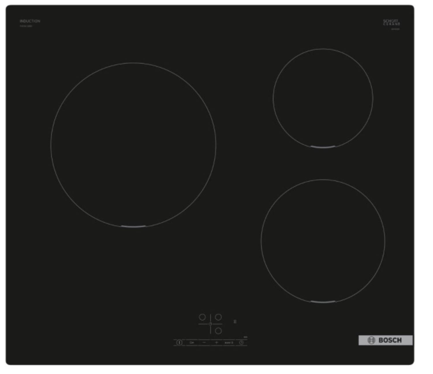 Plaque induction BOSCH Série 4 3 foyers 60cm Noir - PUC611BB5E