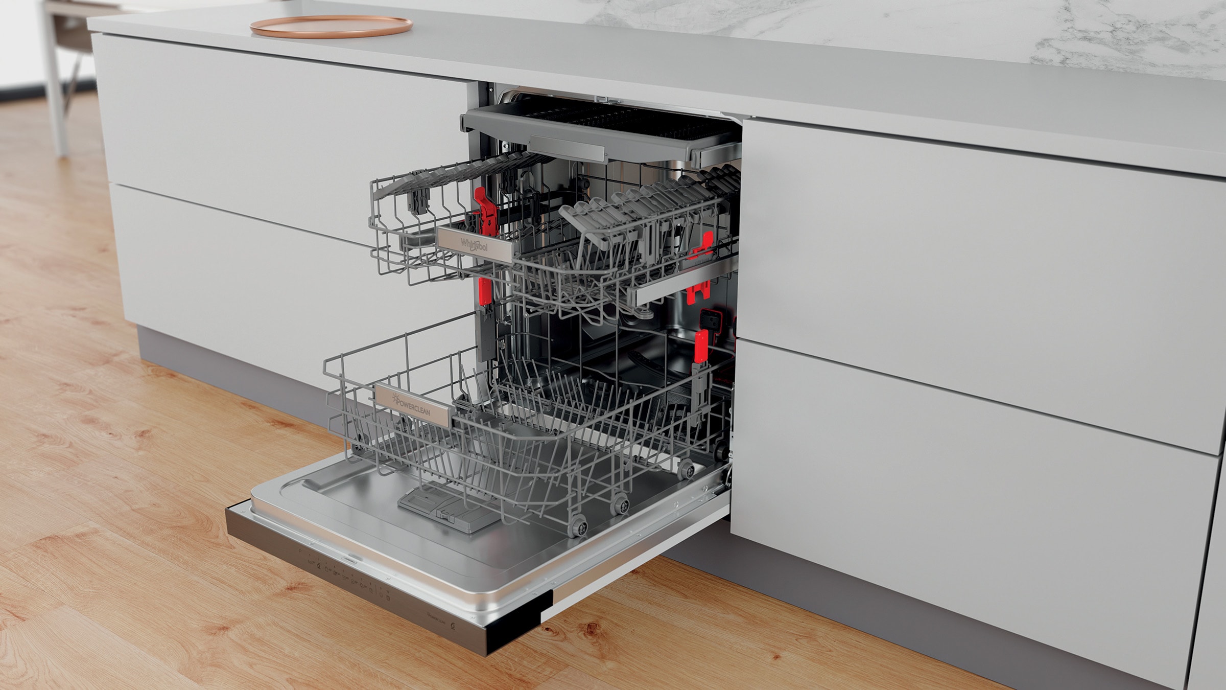 Lave vaisselle encastrable 60 cm WHIRLPOOL 6ème Sens 14 couverts 43dB Inox - WCBO3T133PFI