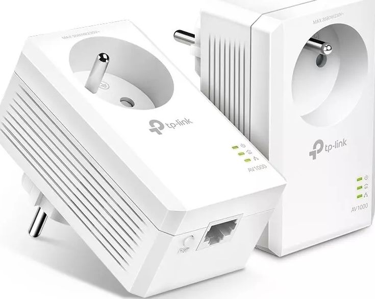 Adaptateur CPL TP-LINK 1000Mbps Gigabit Prise gigogne Pack de 2 TL-PA7019P