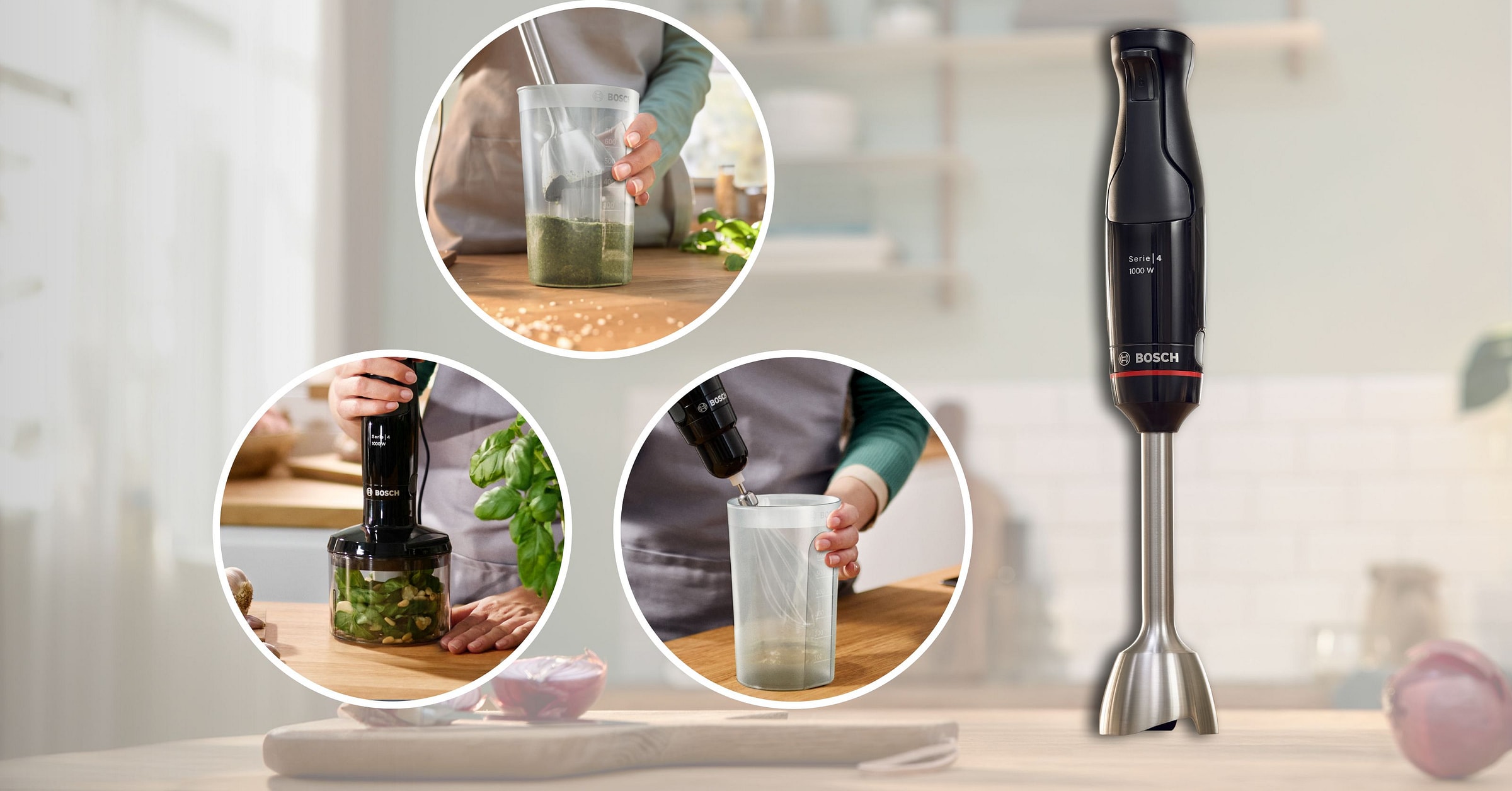 Mixeur BOSCH Mini hachoir Fouet Bol gradué 0.6L 1000W Inox - MSM4B621