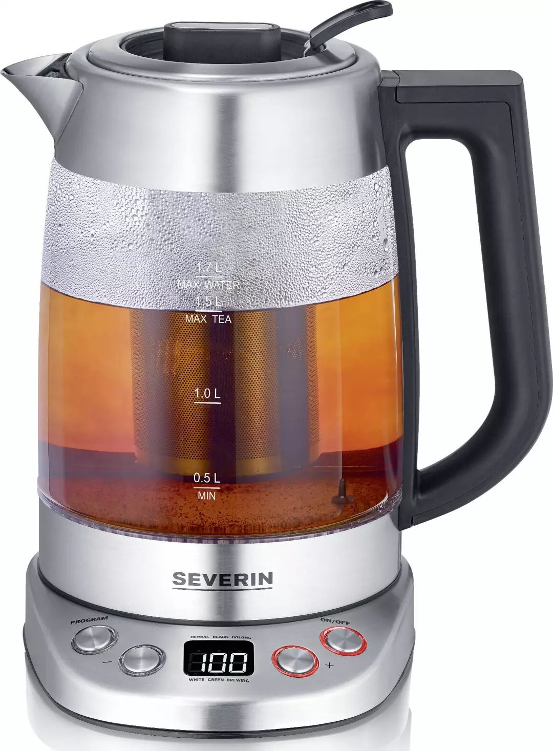 Théière électrique SEVERIN Température réglable 1,7L 3000W Inox - WK3480