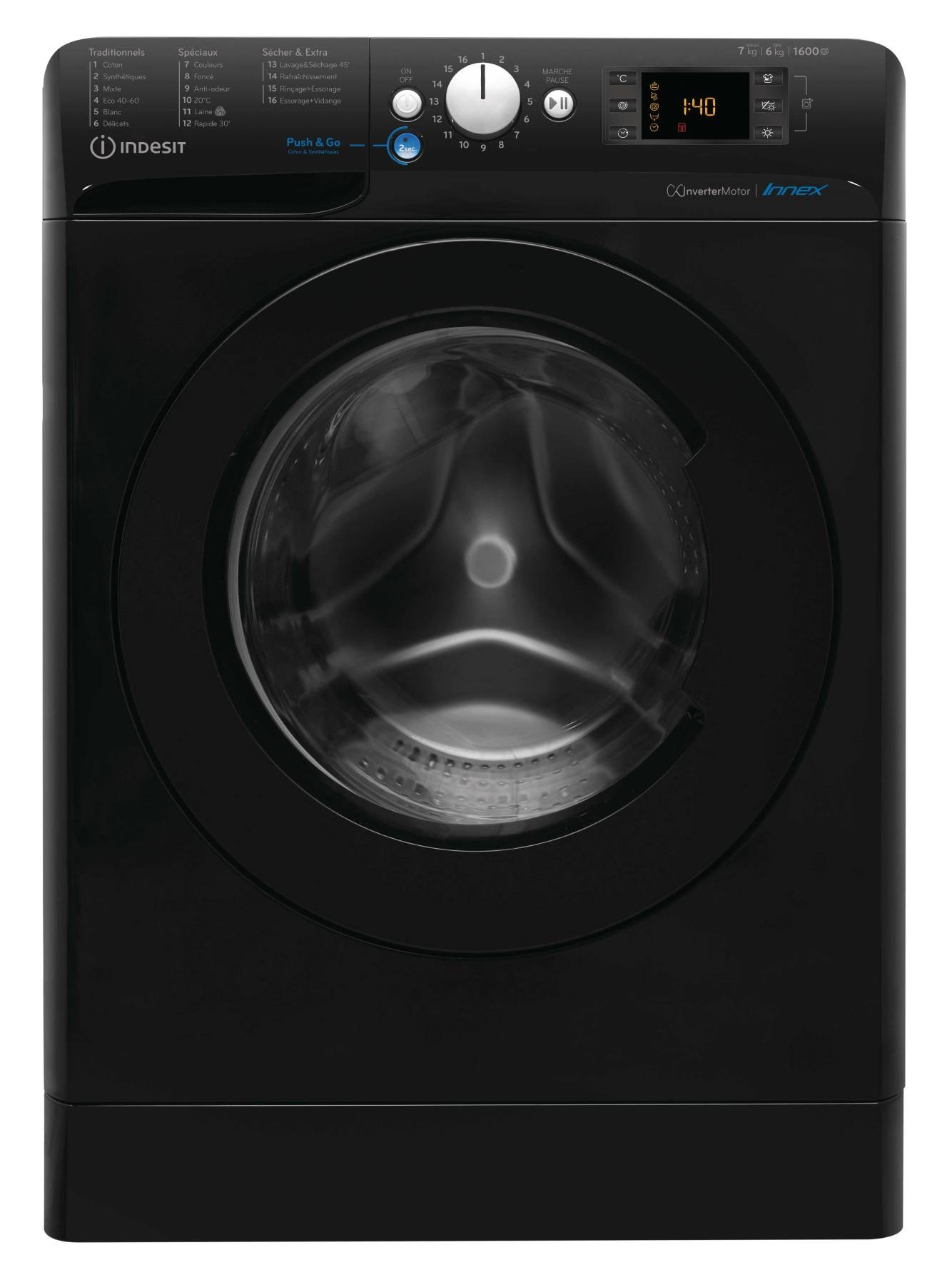 INDESIT Lave linge sechant Frontal 7kg BDE761682XKFRN INDESIT Lave linge sechant Frontal 7kg BDE761682XKFRN