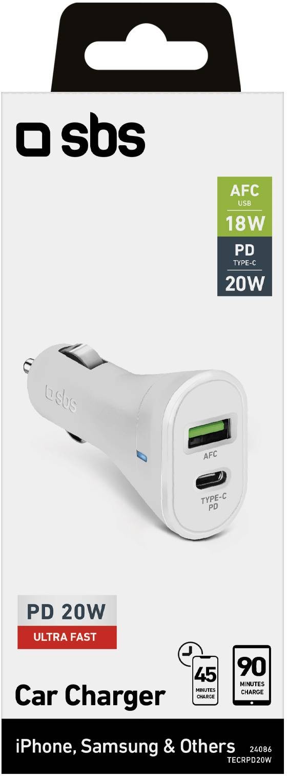 Chargeur allume cigare SBS Chargeur de voiture 20W  USB C + USB A - CHARGEURVOIT-20W