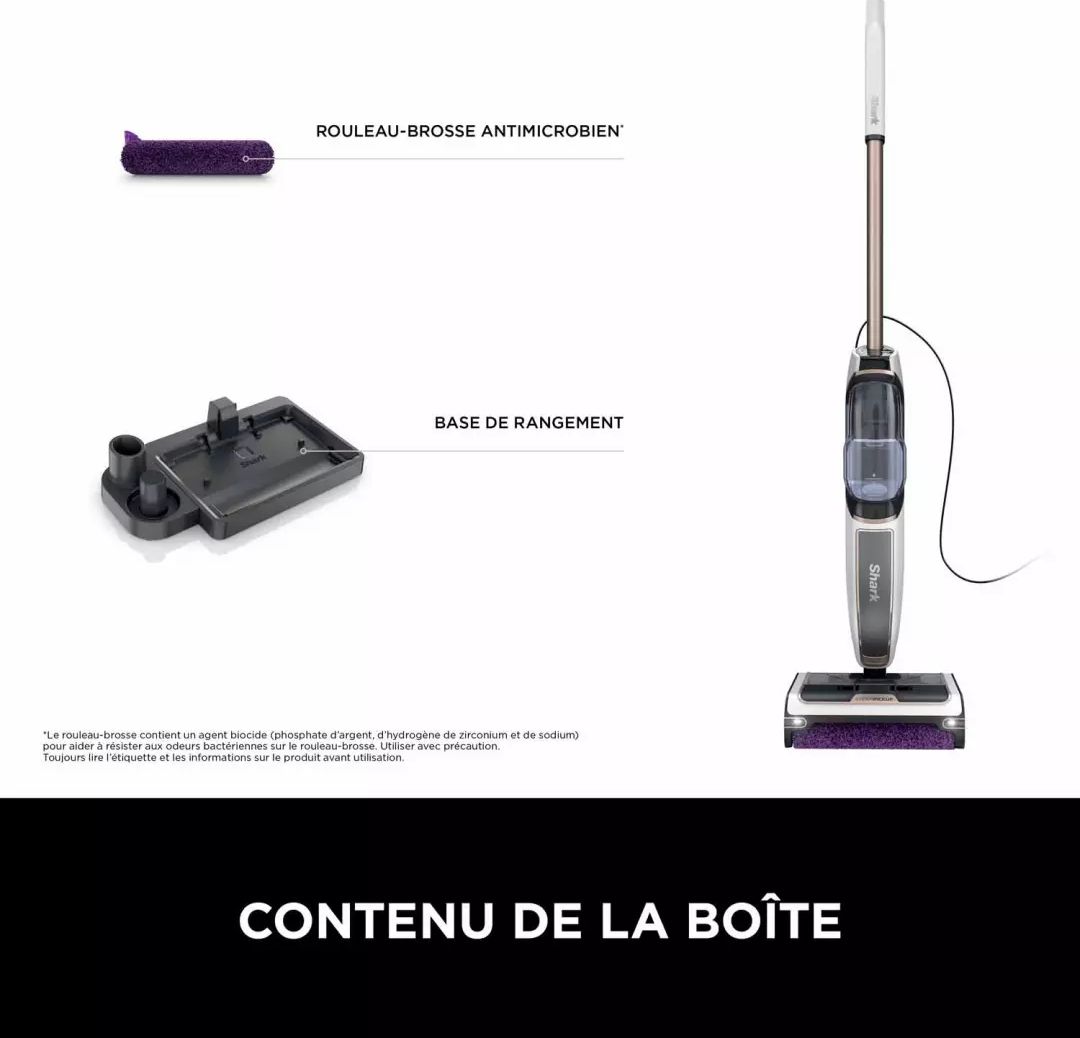 Balai vapeur SHARK 2 Rouleaux-brosse Base stockage Blanc - SD200EU