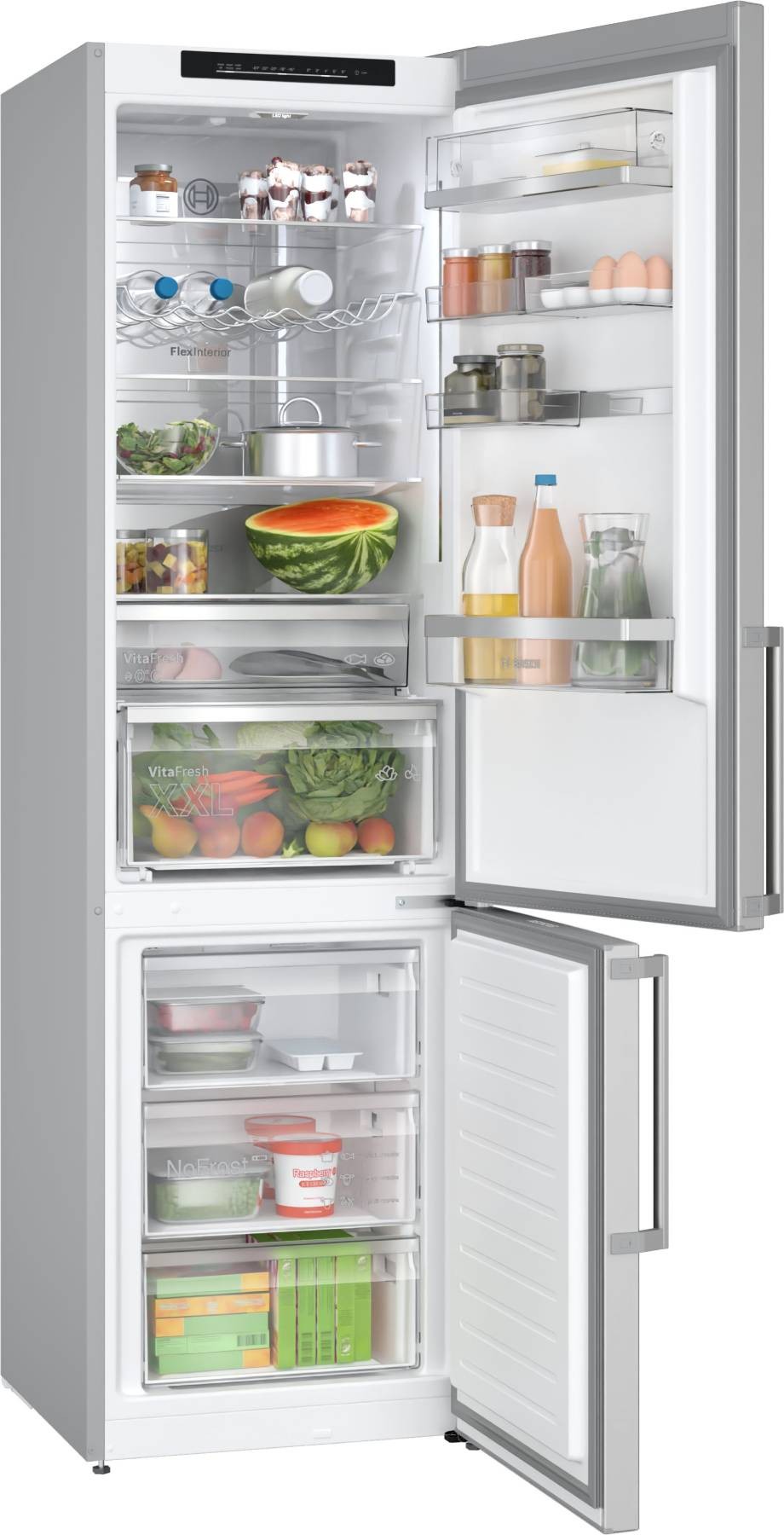 BOSCH Réfrigérateur congélateur bas Série 6 No Frost 363L Inox - KGN39AIAT