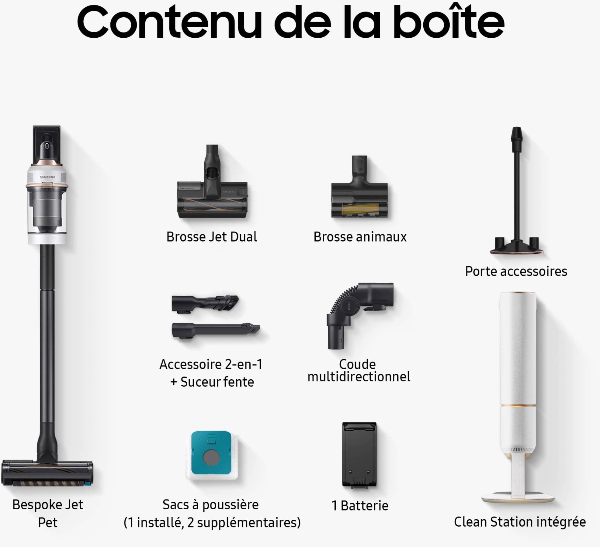 Aspirateur balai SAMSUNG Bespoke Jet Pet Animaux + Clean Station intégrée - BESPOKEJETONEPET Aspirateur balai SAMSUNG Bespoke Jet Pet Animaux + Clean Station intégrée - BESPOKEJETONEPET