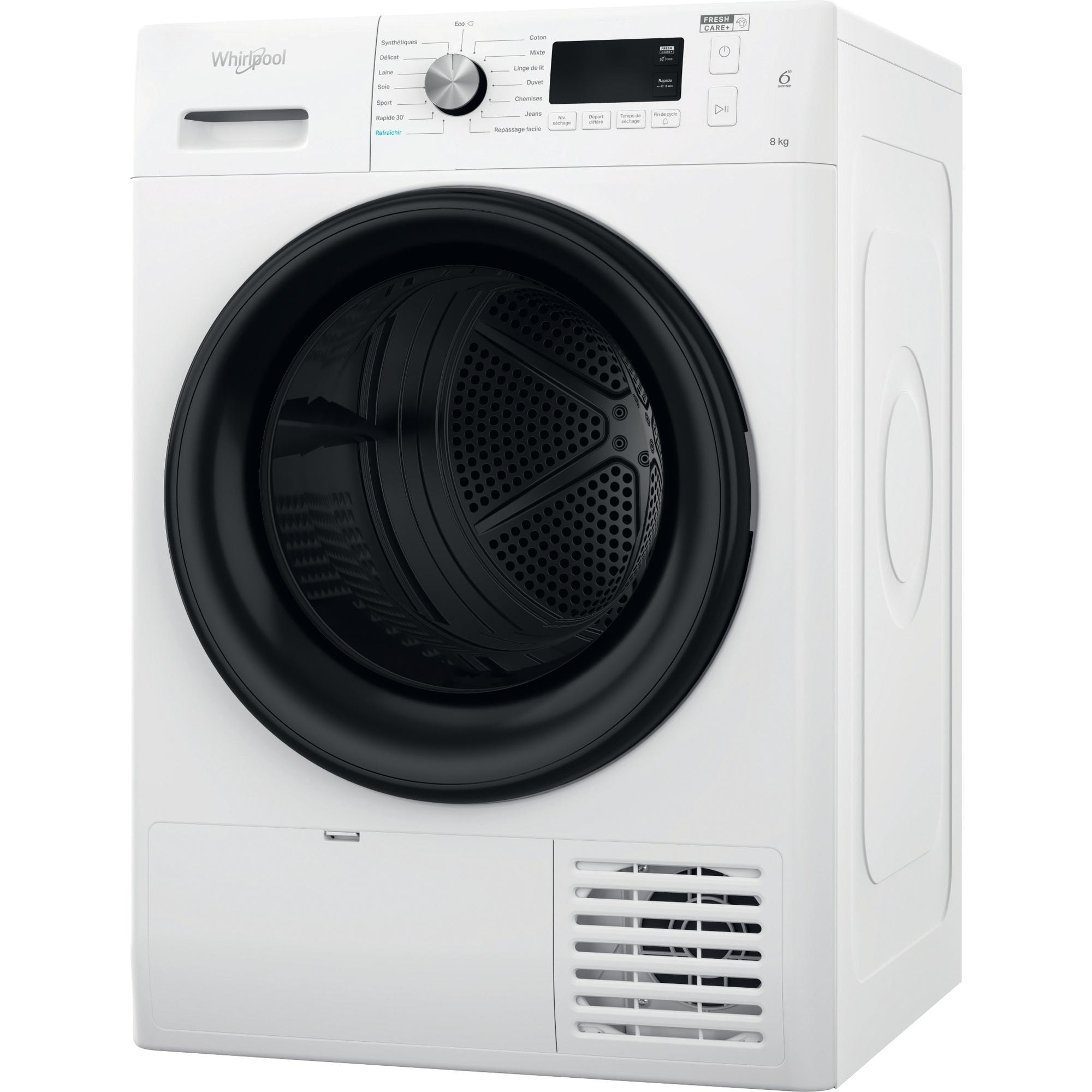 Sèche-linge pompe à chaleur WHIRLPOOL Fresh Care + 15 programmes 8Kg Blanc - FFTM1182BFRR Sèche-linge pompe à chaleur WHIRLPOOL Fresh Care + 15 programmes 8Kg Blanc - FFTM1182BFRR