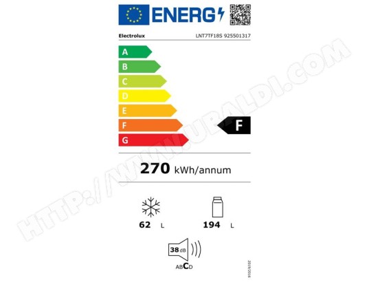 Réfrigérateur congélateur encastrable ELECTROLUX Série 600 TwinTech No Frost 291L - LNT7TF18S Réfrigérateur congélateur encastrable ELECTROLUX Série 600 TwinTech No Frost 291L - LNT7TF18S