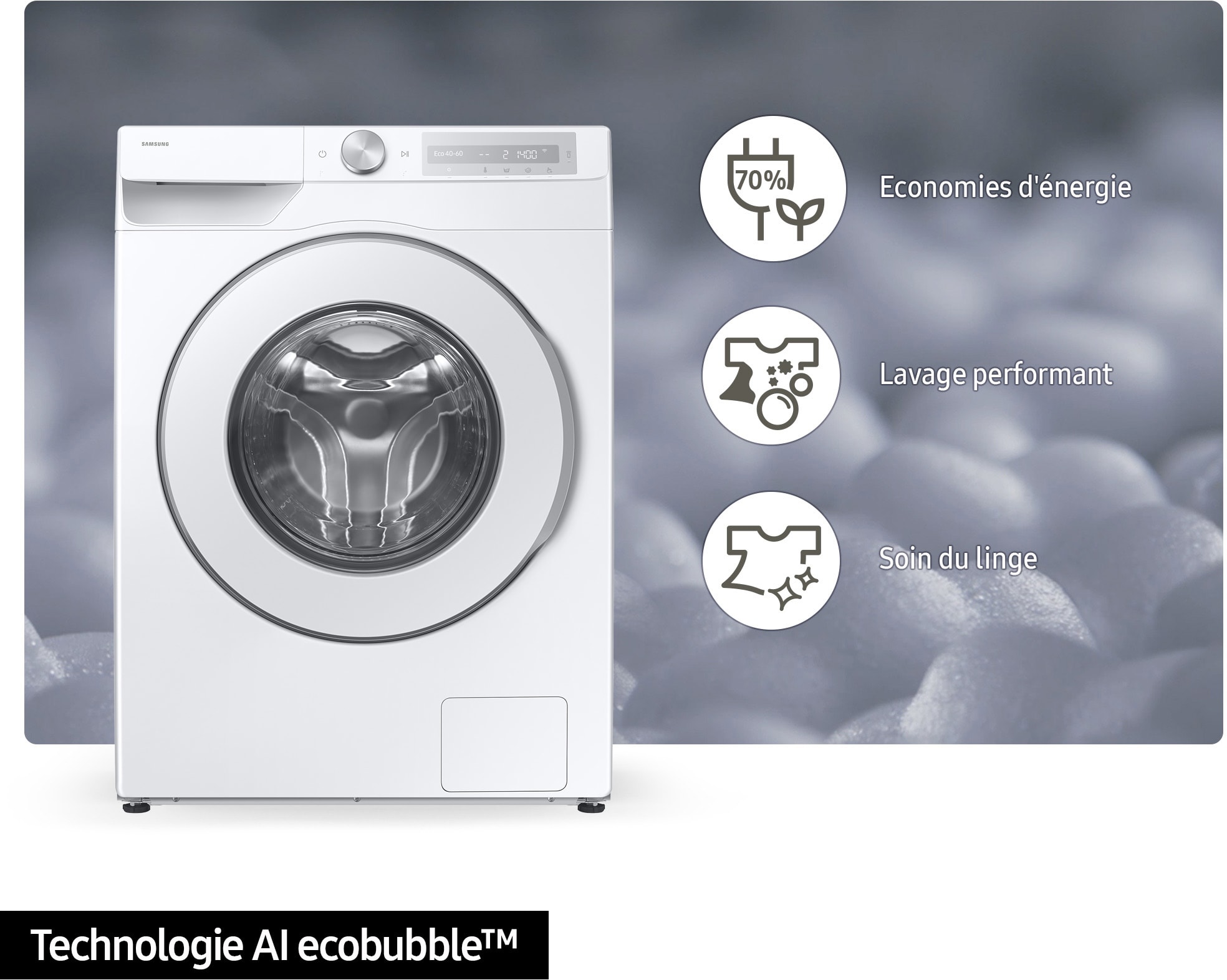 Lave linge Frontal SAMSUNG 11kg 1400trs/min Blanc - WW11DG6B25HH