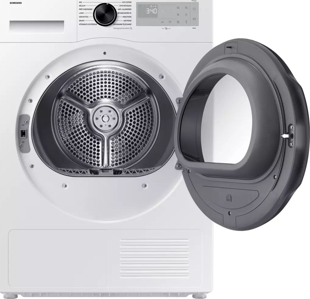 Sèche-linge pompe à chaleur SAMSUNG 9kg Moteur induction Optimal Dry Blanc - DV90DG52A0AH