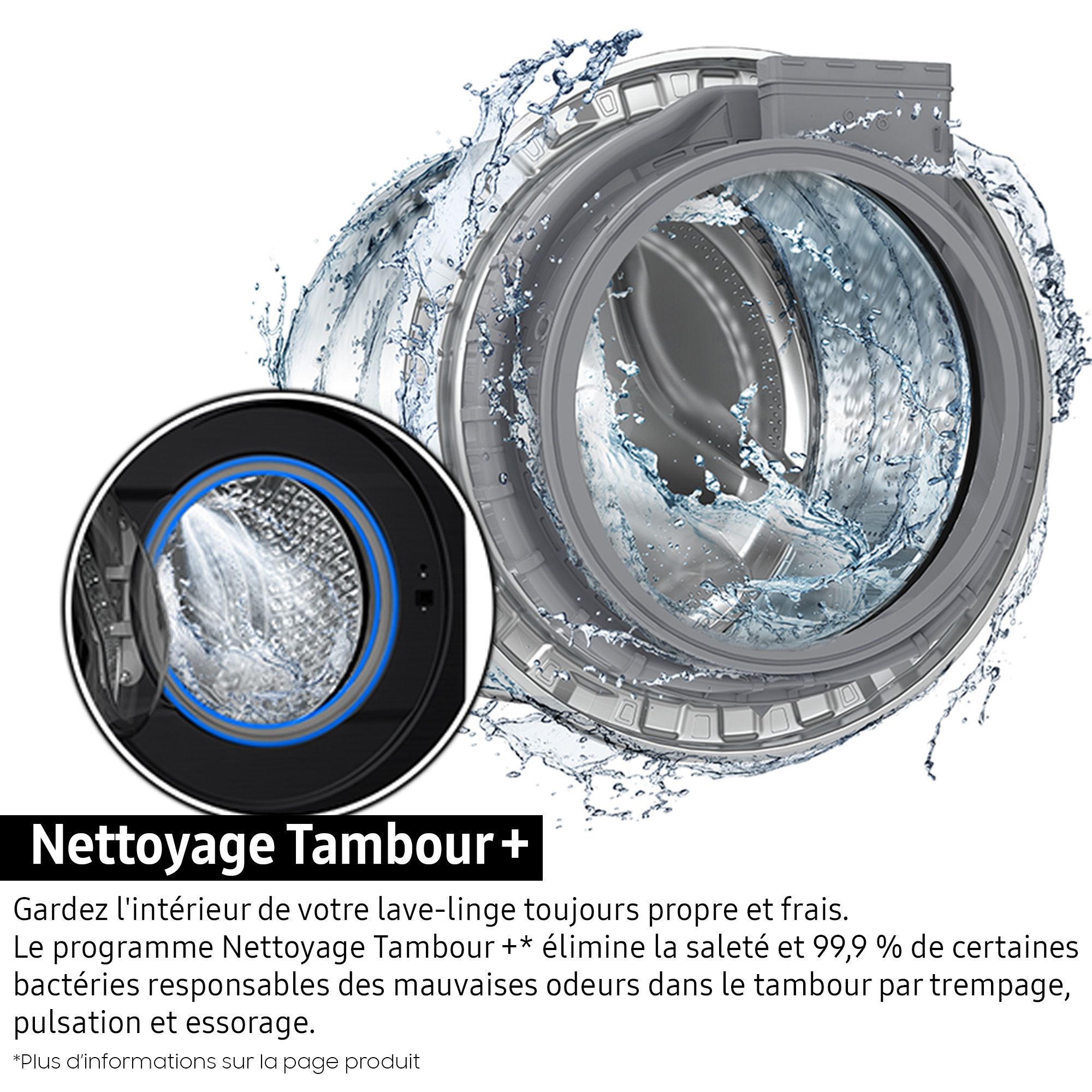Lave linge Frontal SAMSUNG 20kg 1000trs/min Noir - WF20DG8650BV