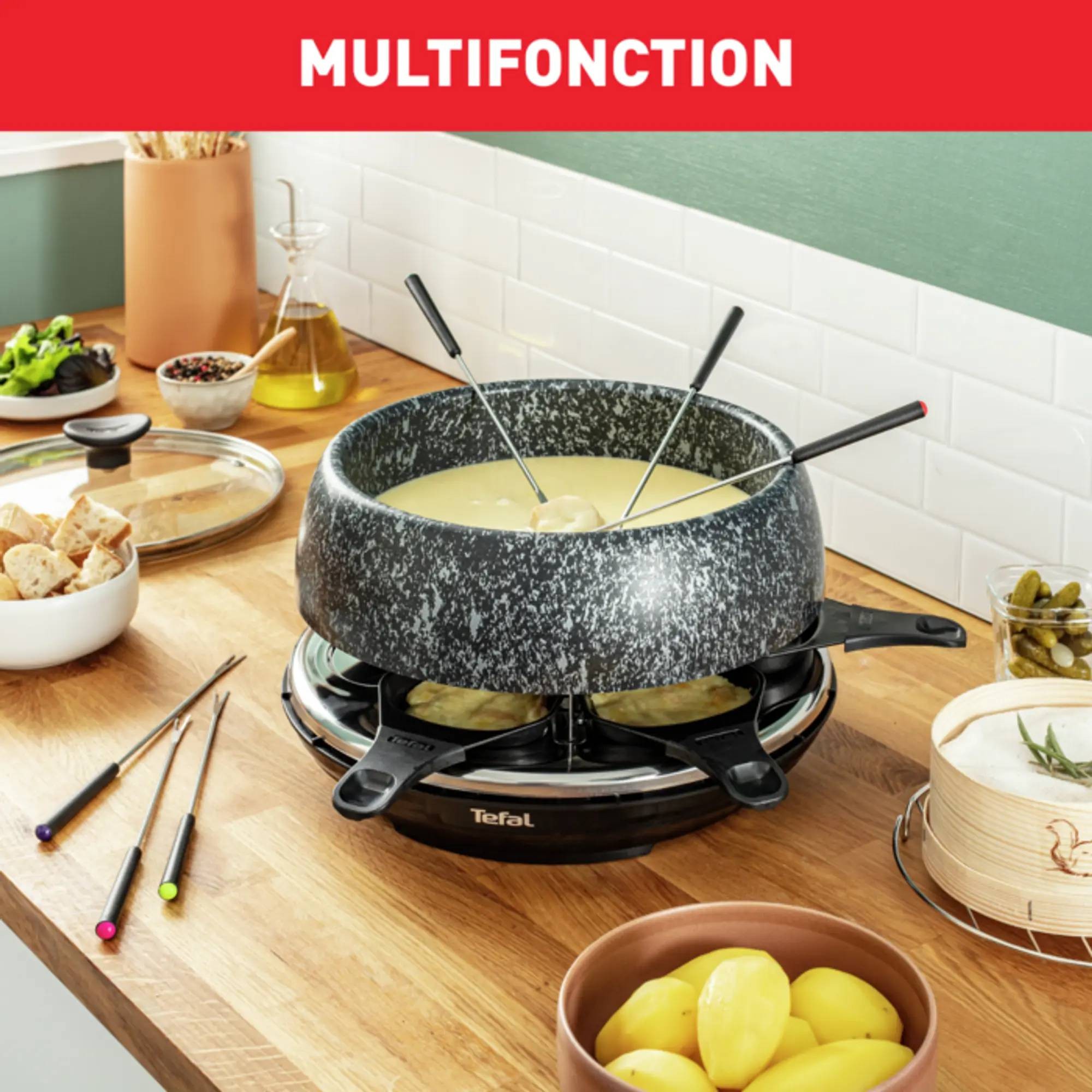 TEFAL Raclette Multifonction Cheese'n'co 10 personnes Noir - RE12C812