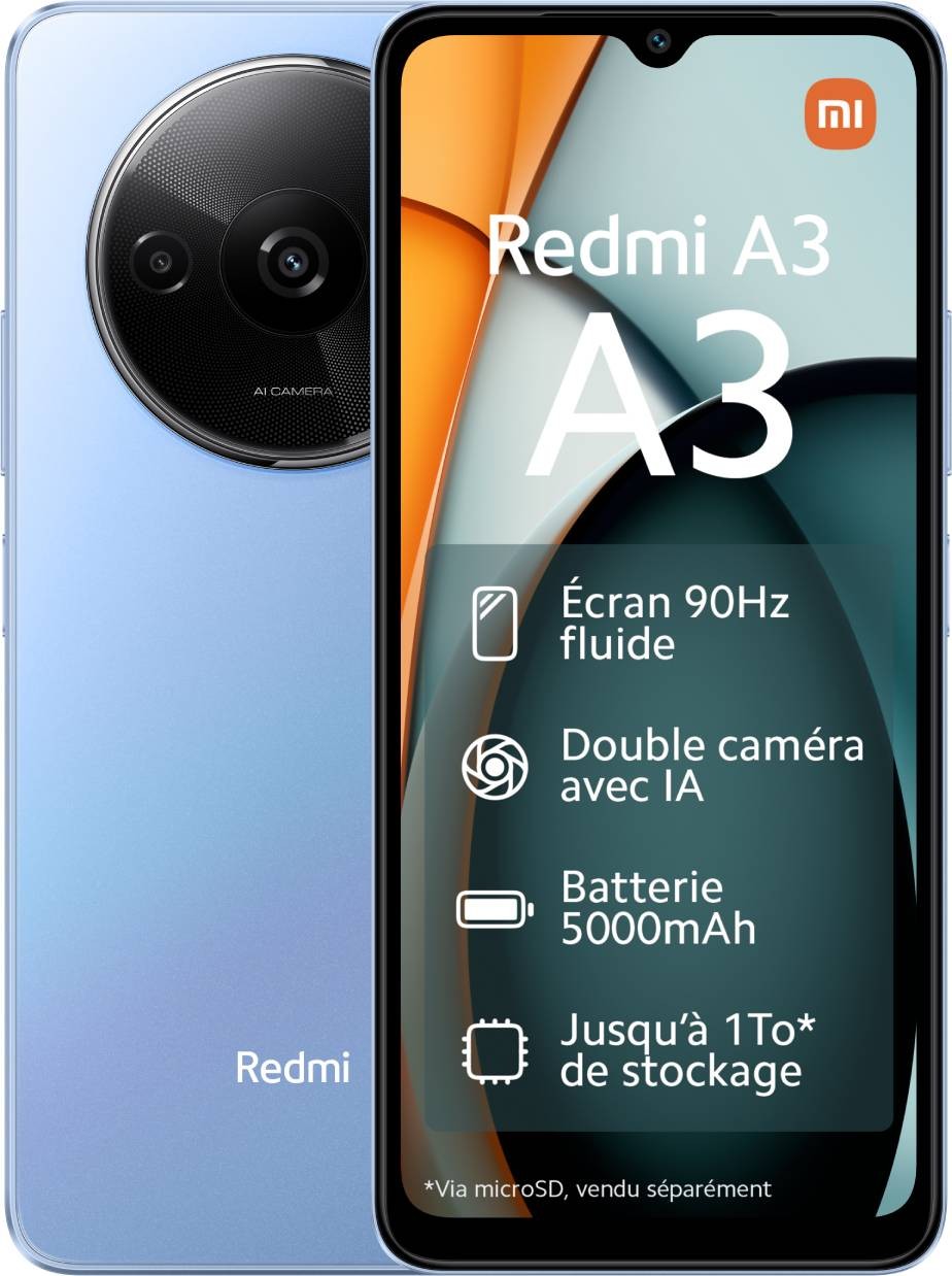 Smartphone XIAOMI REDMI A3 128GB Bleu REDMIA3-128GB-BLEU