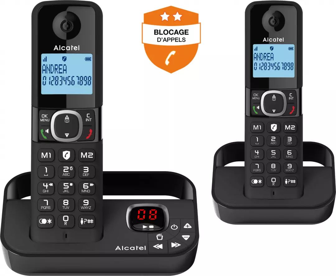 Téléphone sans fil ALCATEL 2 combinés Répondeur Noir F860VOICEDUONOIR