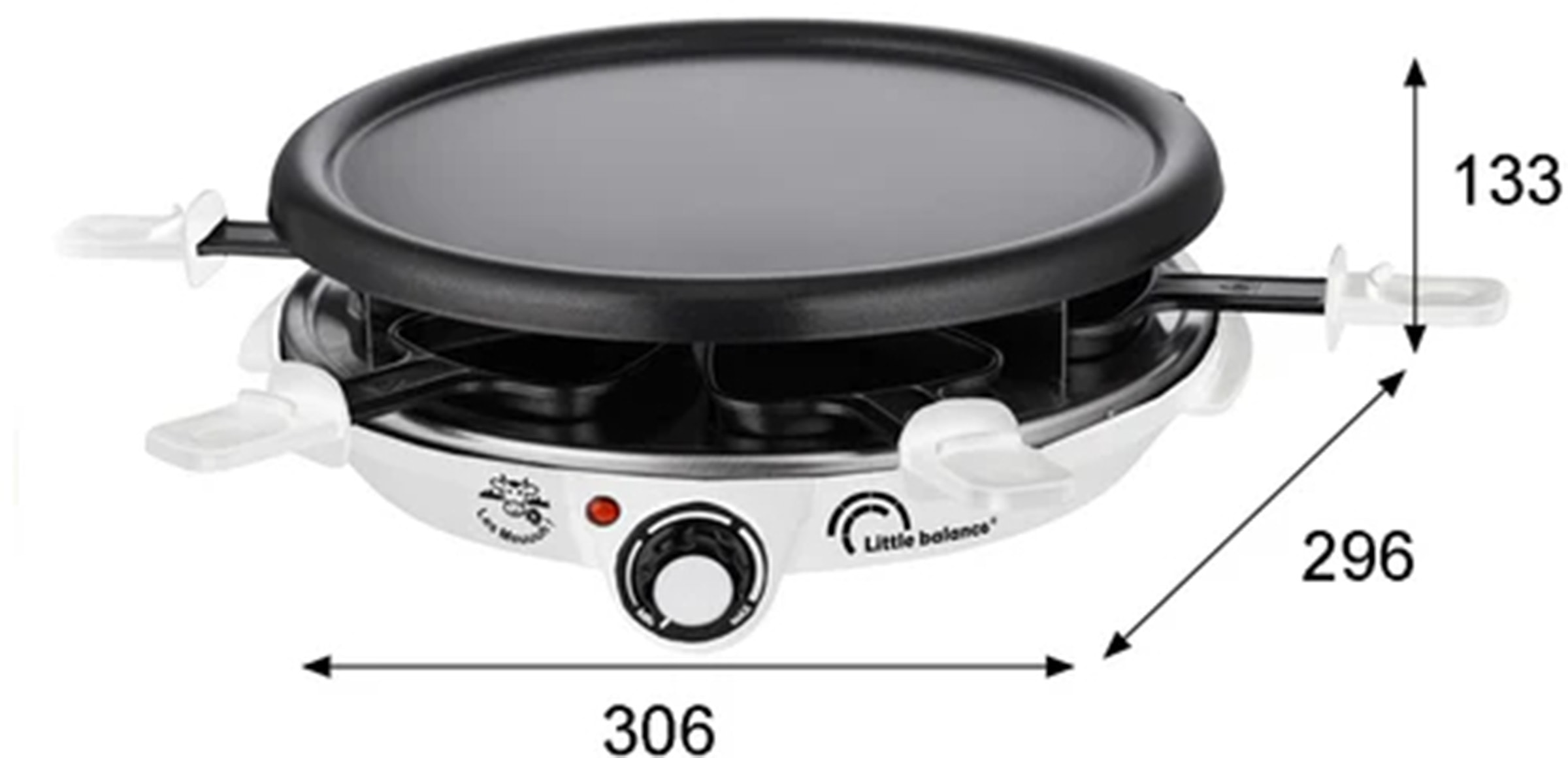 Raclette Multifonction LITTLE BALANCE 6 personnes 1200W Blanc - 8748