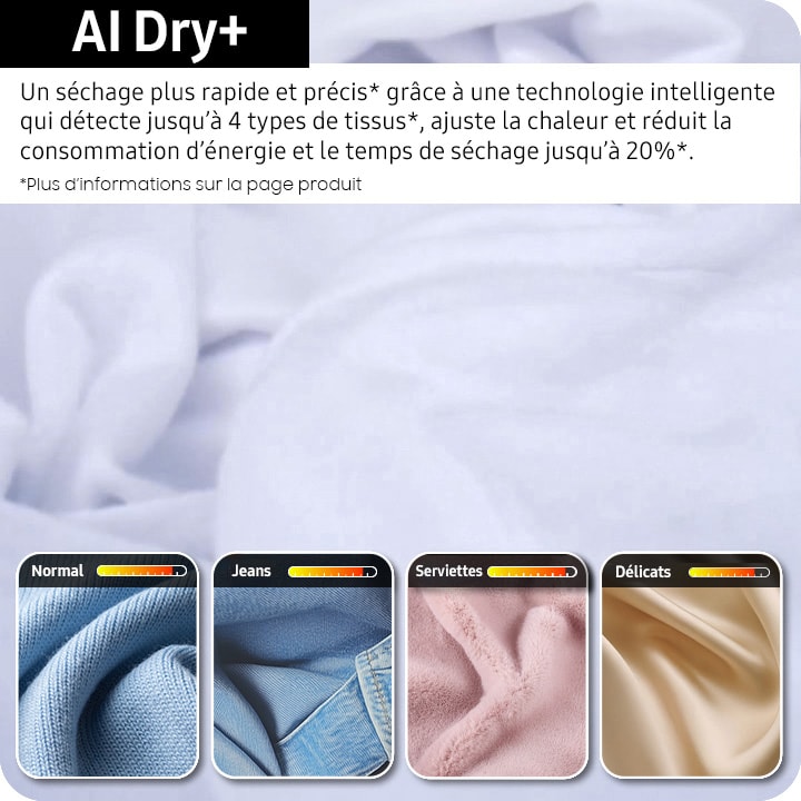 Sèche-linge pompe à chaleur SAMSUNG QuickDrive, 9Kg, Blanc - DV90DG6845LE