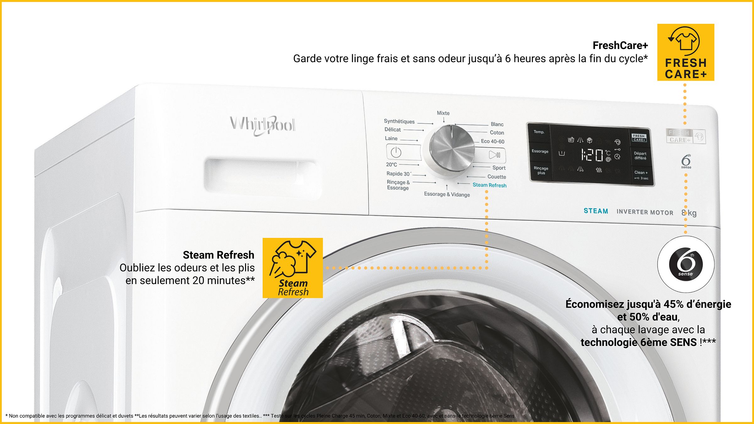 Lave linge Frontal WHIRLPOOL  - FFBC8489SVFR