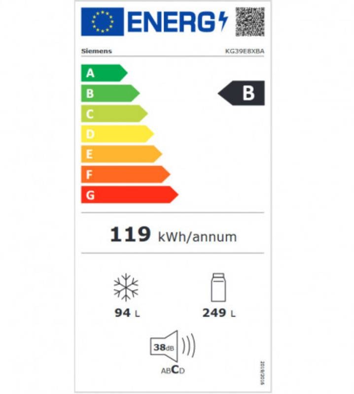 Réfrigérateur congélateur bas SIEMENS IQ500, Froid Brassé, 343L, Inox Noir - KG39E8XBA