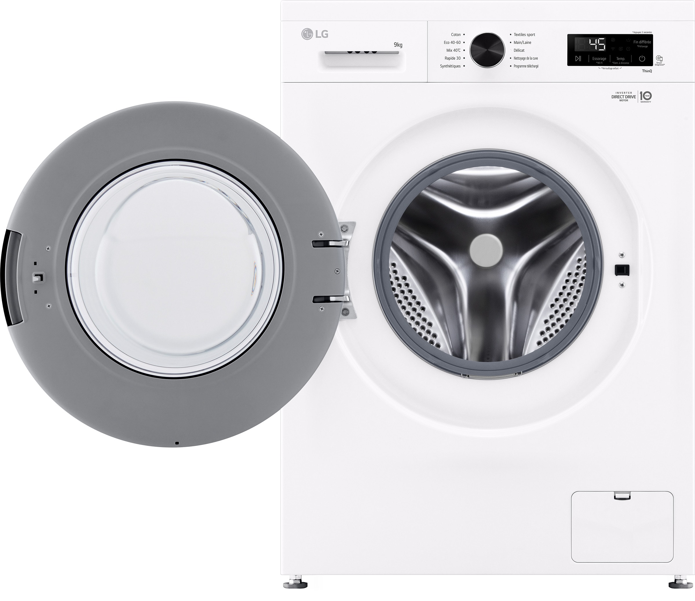 Lave linge Frontal LG , Fonction vapeur, 1400 trs/mn, 9kg, Blanc - F94B15WHS