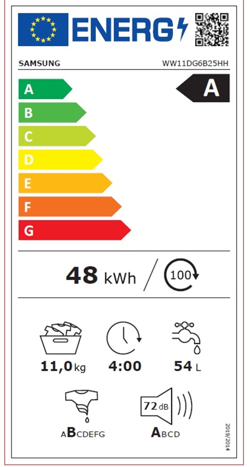 Lave linge Frontal SAMSUNG 11kg 1400trs/min Blanc - WW11DG6B25HH