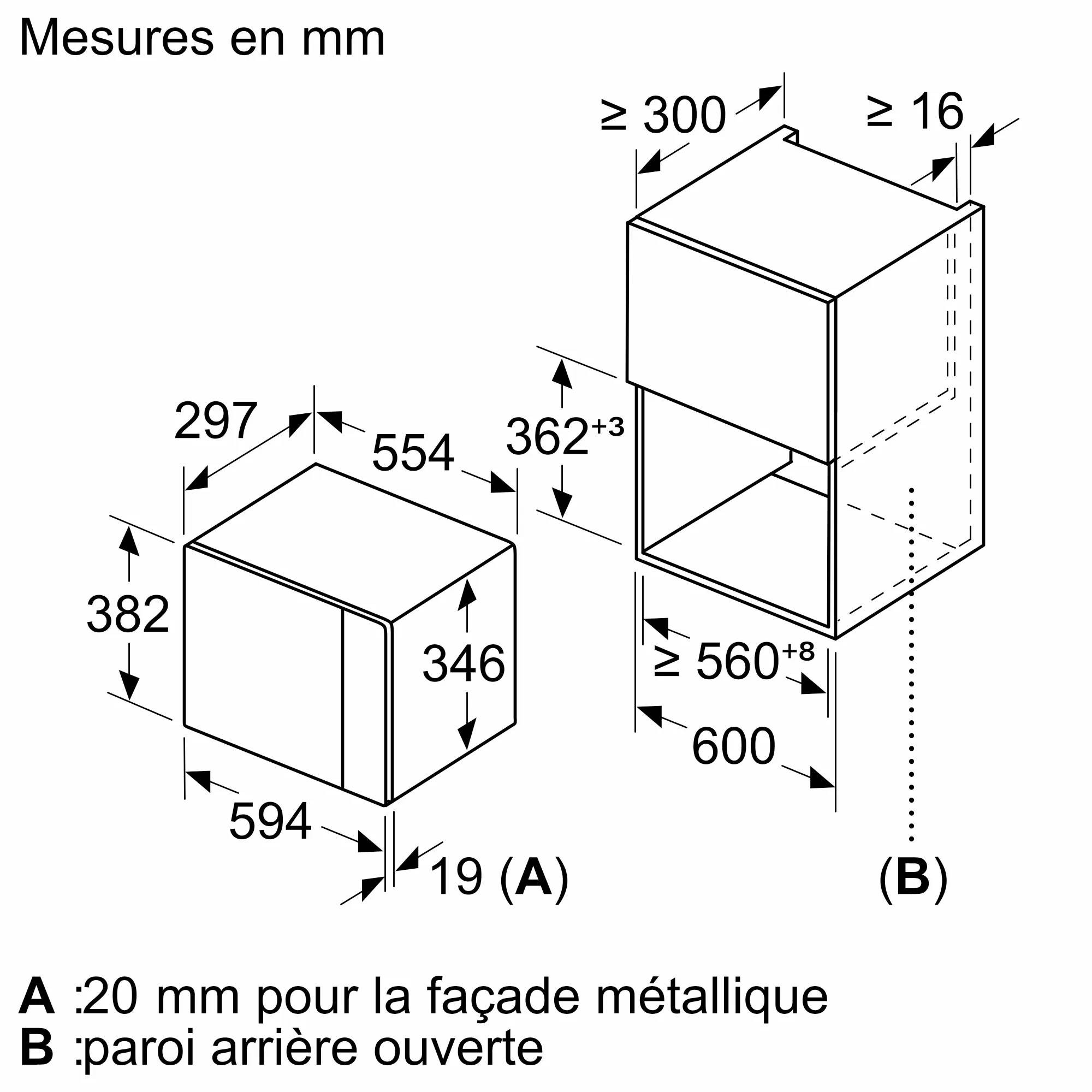 Micro ondes Encastrable BOSCH Série 4 800W 20L Inox - BFL520MS0