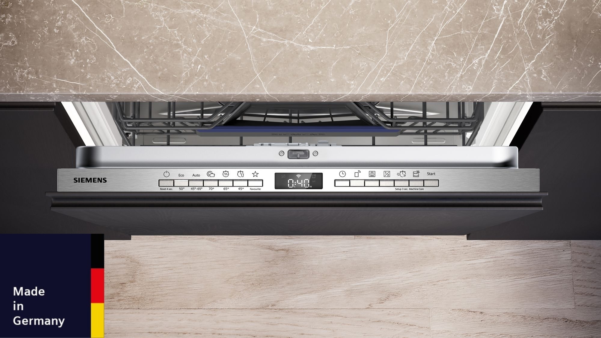 Lave vaisselle tout integrable 60 cm SIEMENS Home Connect VarioSpeed Plus 42 dB 14 couverts - SN63HX16CE