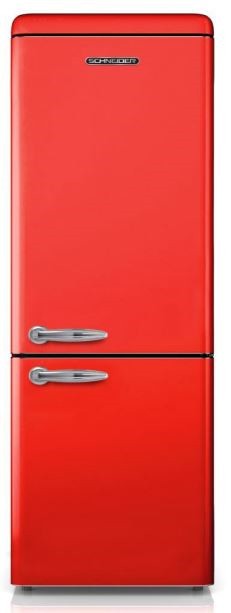 SCHNEIDER Réfrigérateur congélateur bas vintage combiné 304 L rouge  SCB300VR