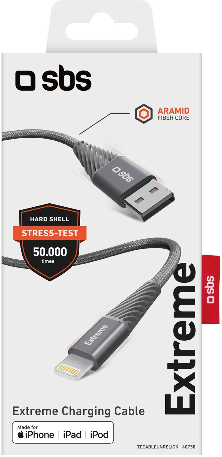 SBS Câble USB - Lightning ultrarésistant en fibre d'aramide  - CABLELIGHTNING-USB