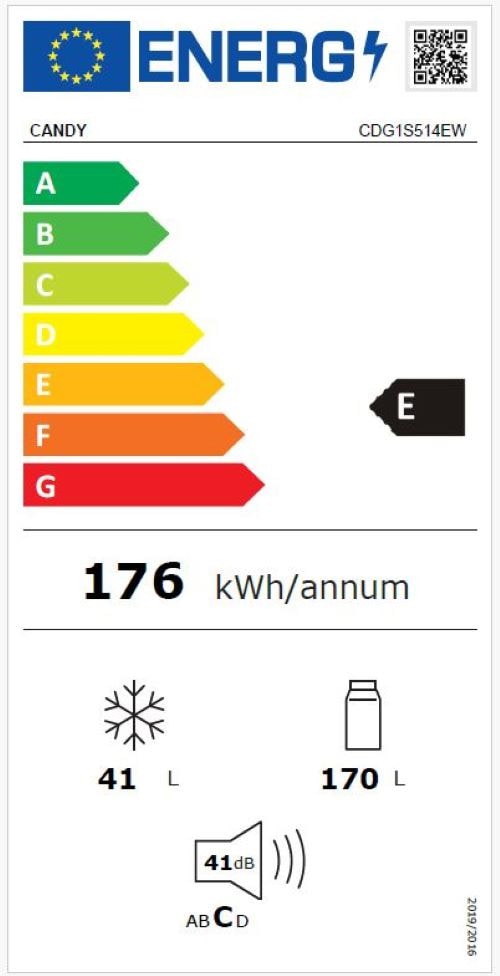 Réfrigérateur congélateur haut CANDY 211L Froid statique Blanc - CDG1S514EW