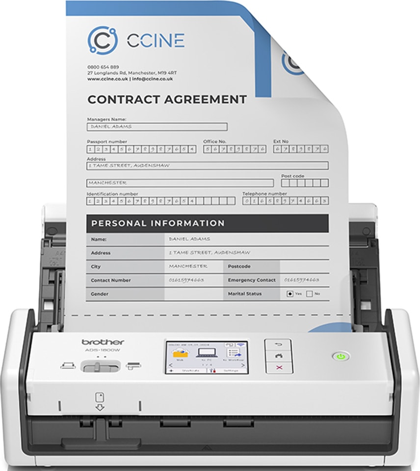 Scanner à défilement BROTHER Portable 30ppm Recto-verso 600dpi Wi-Fi USB-C - ADS1800WUN1