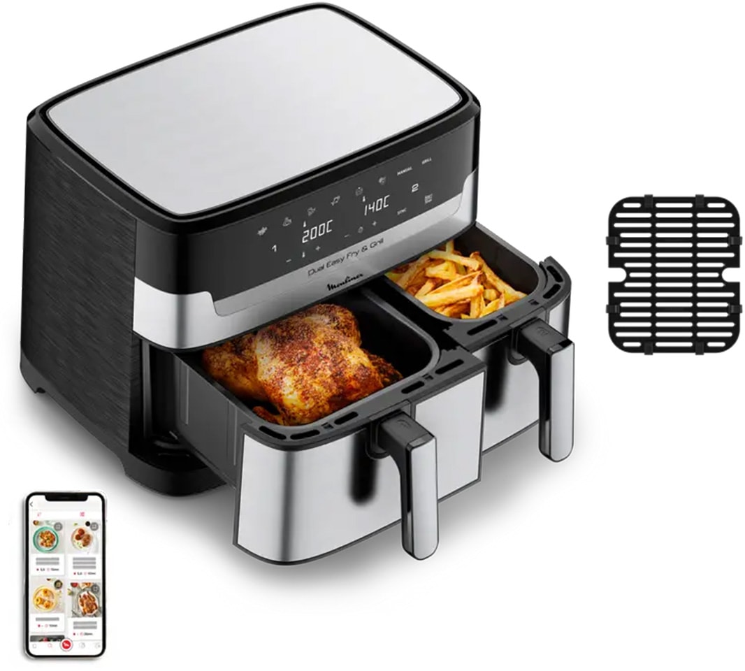 Friteuse sans huile MOULINEX 8.3L 2450W Double tiroir Inox - EZ905D20