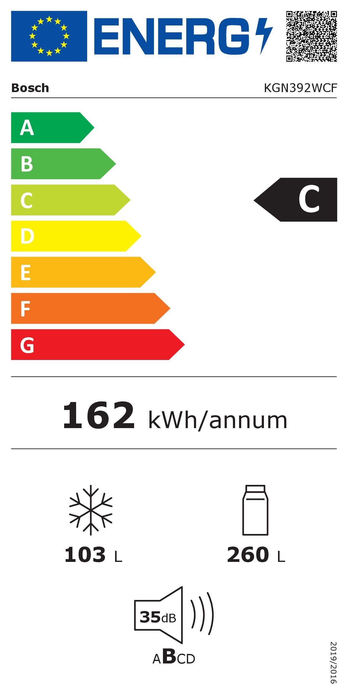 Réfrigérateur congélateur bas BOSCH 363L No Frost Blanc - KGN392WCF