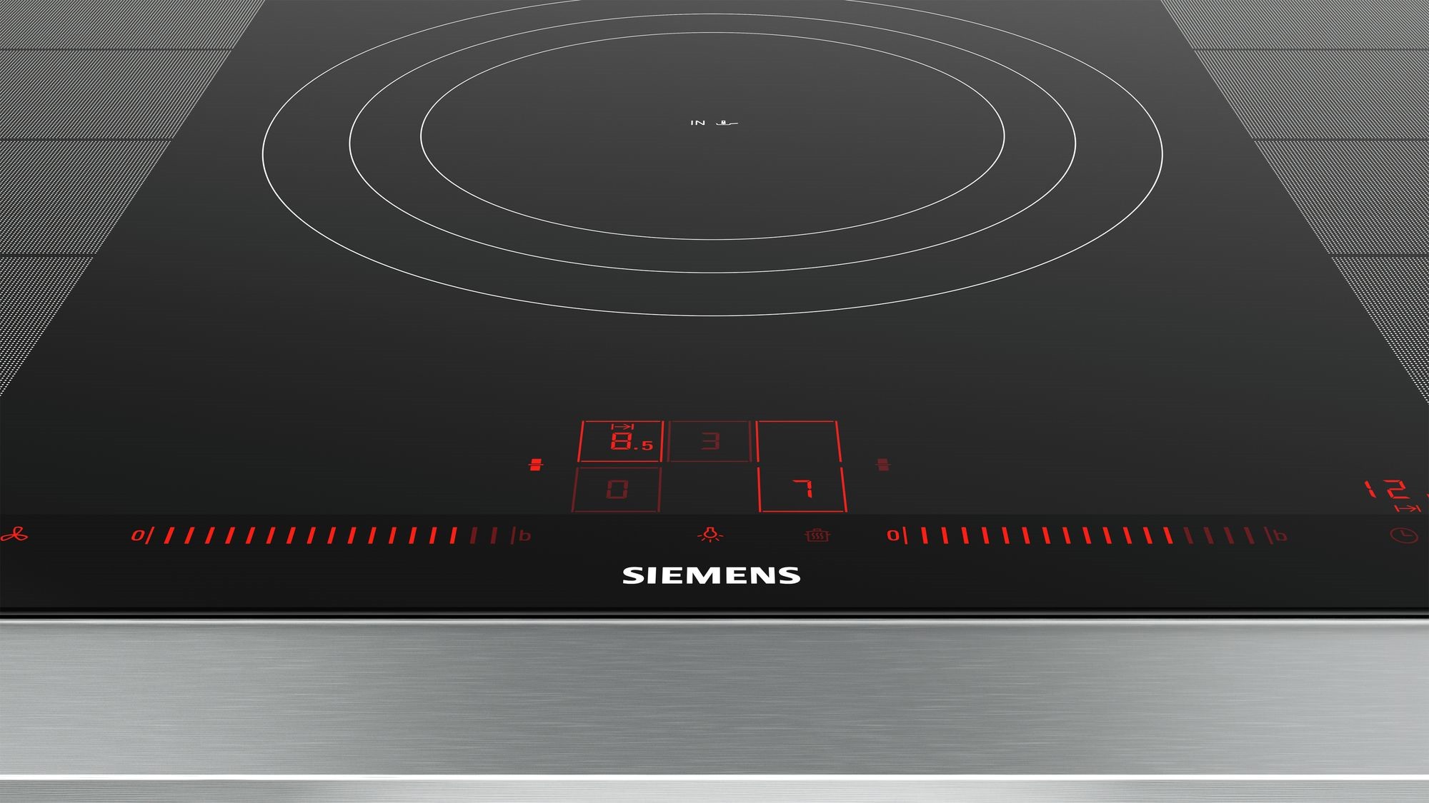 Plaque induction SIEMENS iQ700 5 foyers CookConnect 90cm Noir - EX975LVV1E Plaque induction SIEMENS iQ700 5 foyers CookConnect 90cm Noir - EX975LVV1E
