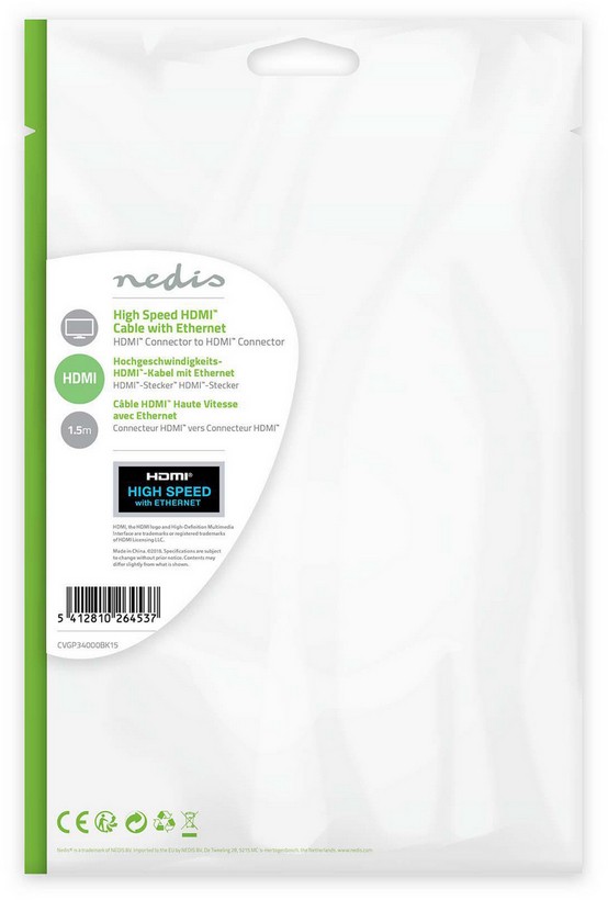 NEDIS Câble HDMI CVGP34000BK15