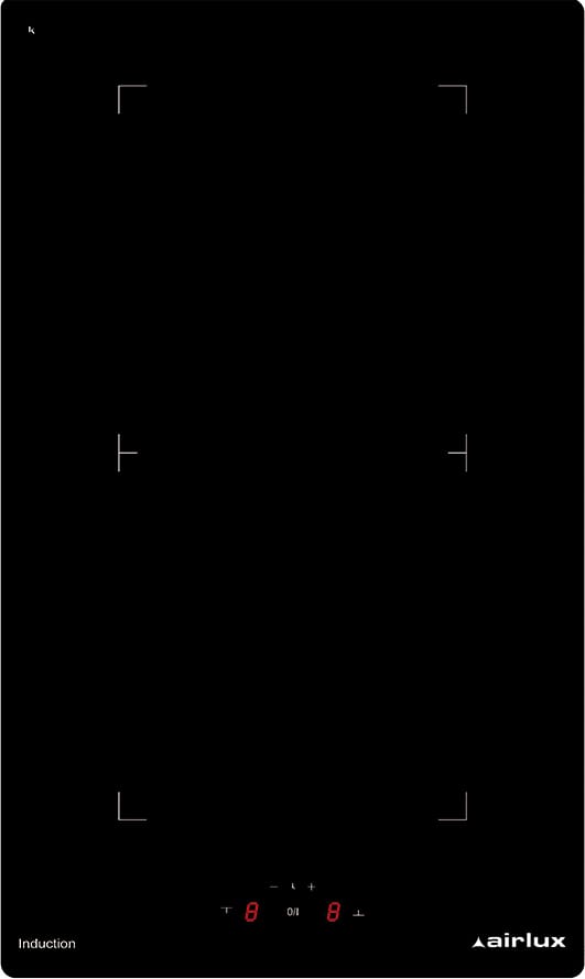 Domino induction AIRLUX , 2 foyers, 3400W, 30cm, Noir - ATIB32BK