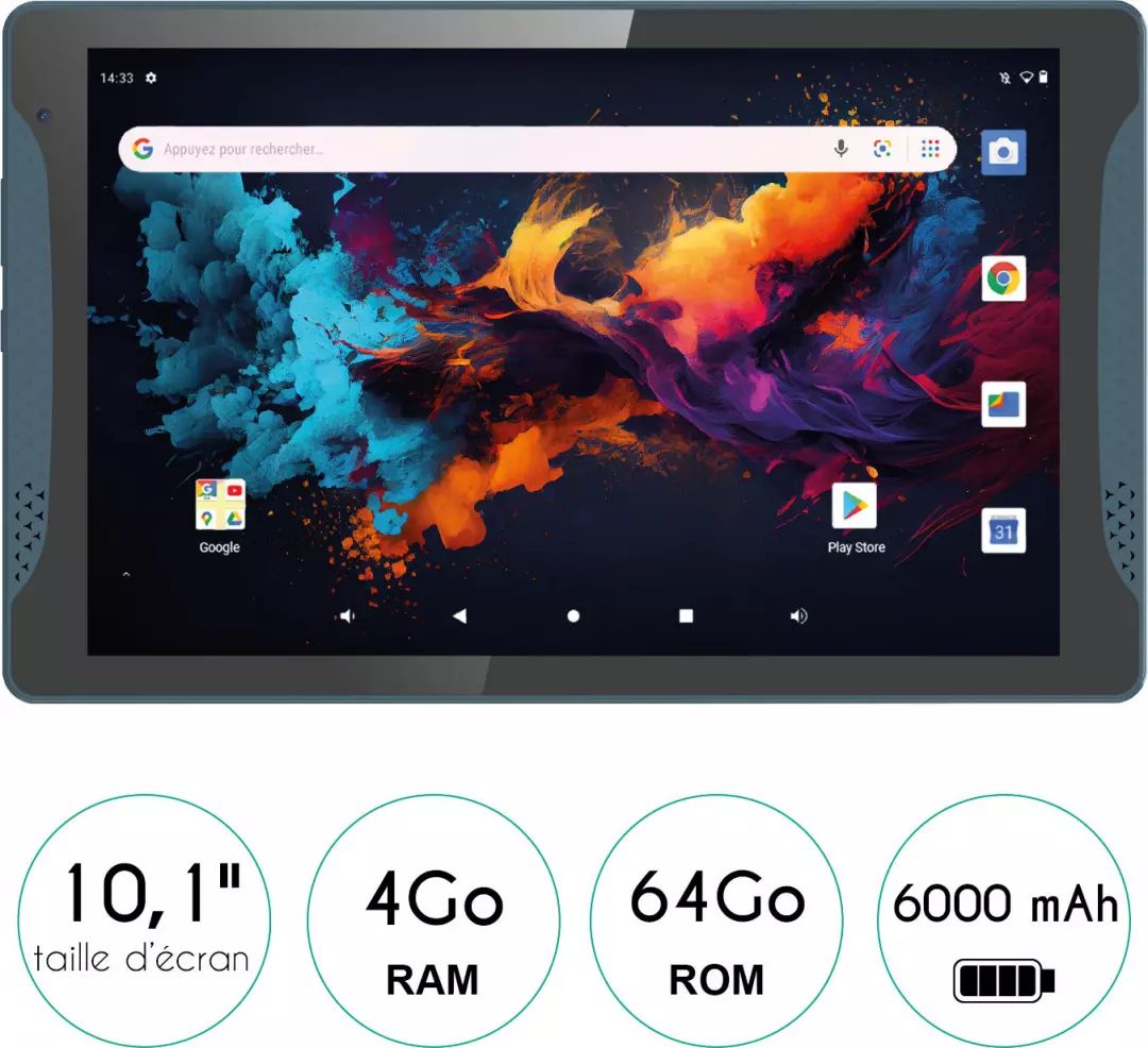 Tablette tactile LOGICOM Tab Stand Pro 2 10.1" Wi-Fi 64Go Bleu TABSTAND2PROBLEU