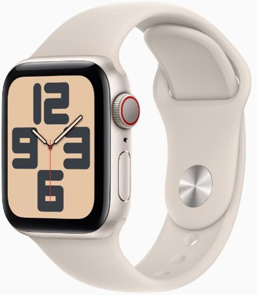 APPLE Montre connectée Watch SE GPS + Cellular 44mm Aluminium Lumière stellaire - WATCHSE-MRGX3QF-2023