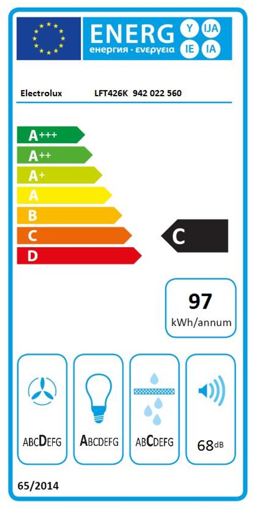 Hotte decorative murale ELECTROLUX Série 600 60cm Noire - LFT426K Hotte decorative murale ELECTROLUX Série 600 60cm Noire - LFT426K